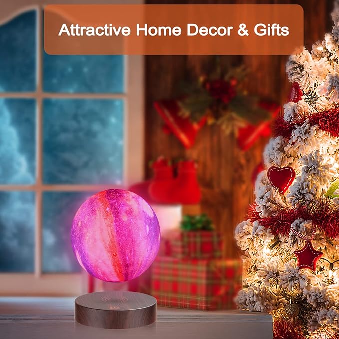 Levitating Moon Lamp, Magnetic Floating Galaxy Moon Light with 16 Colors LED Lighting, Spinning 3D Moon Lamp Rotating Night Lights for Room Decor, Office Desk Toys, Creative Gifts