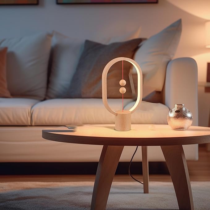 Magnetic Lamp - USB-Powered LED Table Lamp with Floating Design- - Perfect for Home, Office, Dormitory, Hotel and Living Room（Wood）