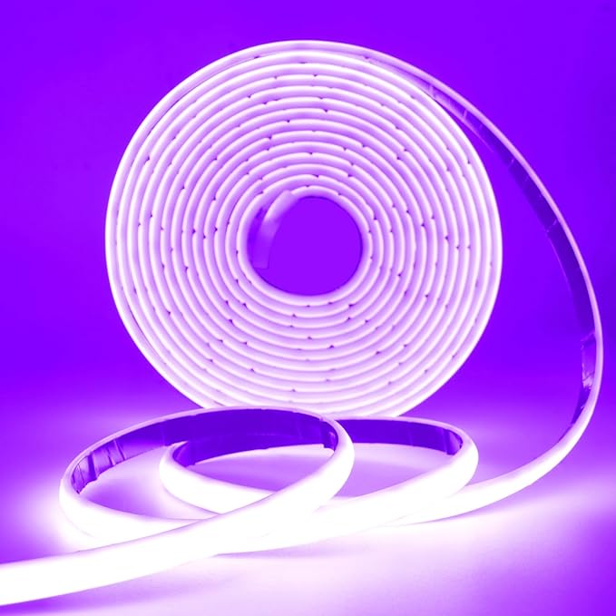 24V COB Neon Strip, 320LEDs/m Ultra-Bright Flexible COB Neon LED Strip, Outdoor Waterproof IP68 Self-Adhesive Tape, Red/White 2-Wire LED Fairy Lights for Patio, Christmas（Violet,9M）
