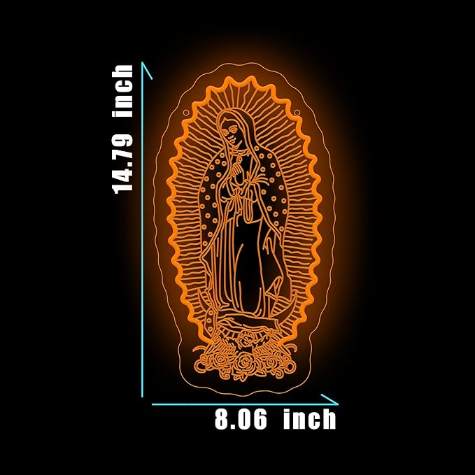 Mary Virgin of Guadalupe Neon Sign Our Lady of Guadalupe Led Light Up Sign For Prayer Room Wall Decor Gifts