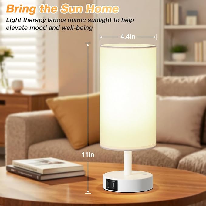 Light Therapy Lamp 10000 Lux, Sun Lamp with Remote, 3 Color Temperature & Stepless Dimming, Happy Sunlight Lamp, Daylight Lamp for Home, Office, White Decoration Use As Lift Mood, Happy Life