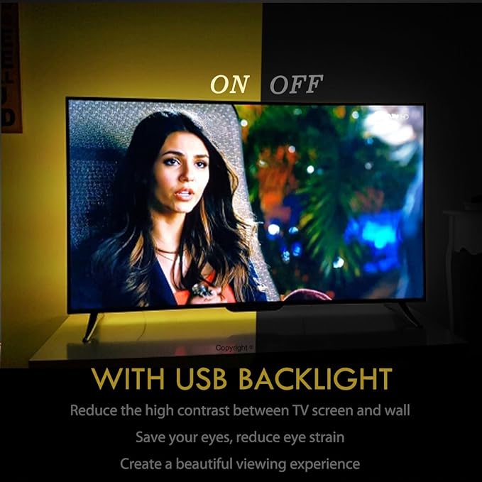 USB TV Backlight RGB LED Neon Accent Lights Strips for 32 to 43 inch HDTV Bias Lighting with Remote - USB Powered TV Behind Lighting LED Strip