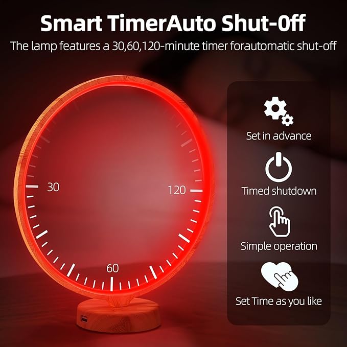 Red Light Therapy Night Light Lamp for Sleep 670nm Red Nightlight Desk Lamp with Multi-Color and Brightness Options Remote Control,Deep Relaxation and Improve Sleeping for Adults & Kids Bedrooms