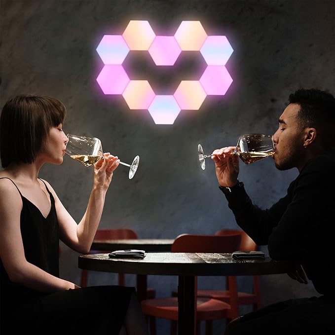 Yescom APP Control 19 Pack Smart LED Light Panels Hexagon Smarter Expansion Kit 16 Million Color Changing Compatible with Alexa Google for Home&Gaming Room Decor