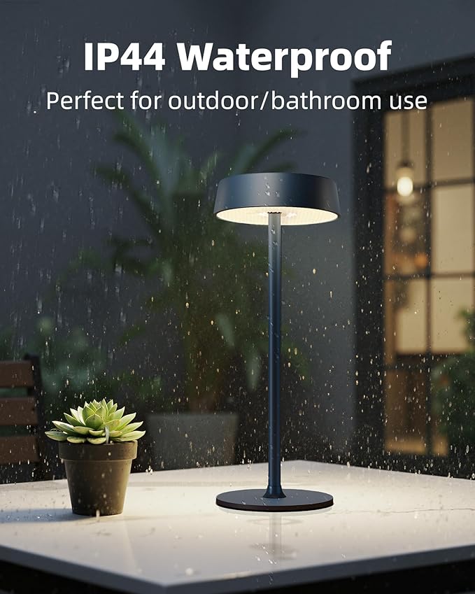 Cordless Lamp, Outdoor Waterproof, Dimmable Touch Control 3 Color Temperature, Battery Operated Portable, RGB, LED Memory Function, Rechargeable Table Lamp, Patio Dinning Restaurant Kitchen 2Pack Blue