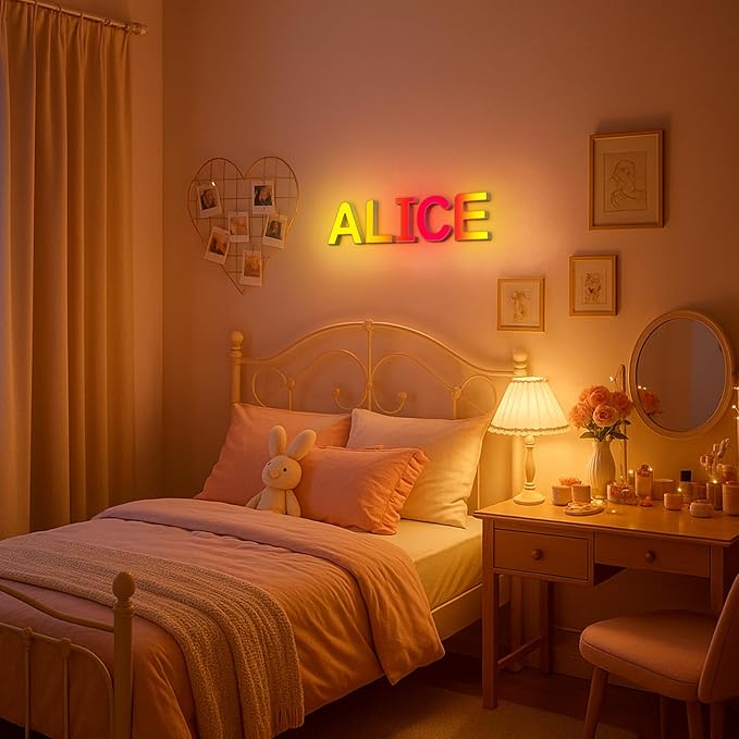OJQ Light Up Letters Led Lights- Marquee Letters for Boy Girl Gift Room Decor Wall Lights - Music Sync Color Change Colorful, Birthday Gifts for Girl, Teen Girls Christmas Gifts Home Wall Decor