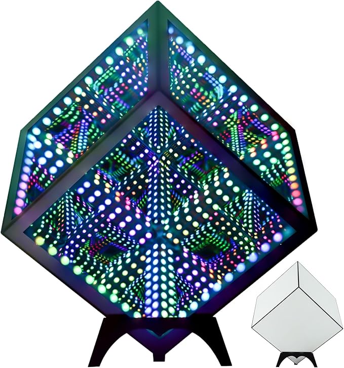 RGB Infinity Hyper Cube Light with APP Control - Smart Infinity Mirror Night Light, 16M Colors Music Sync, Gaming Room Decor, Mood Lighting for Bedroom Desk and Party (5 Inches)