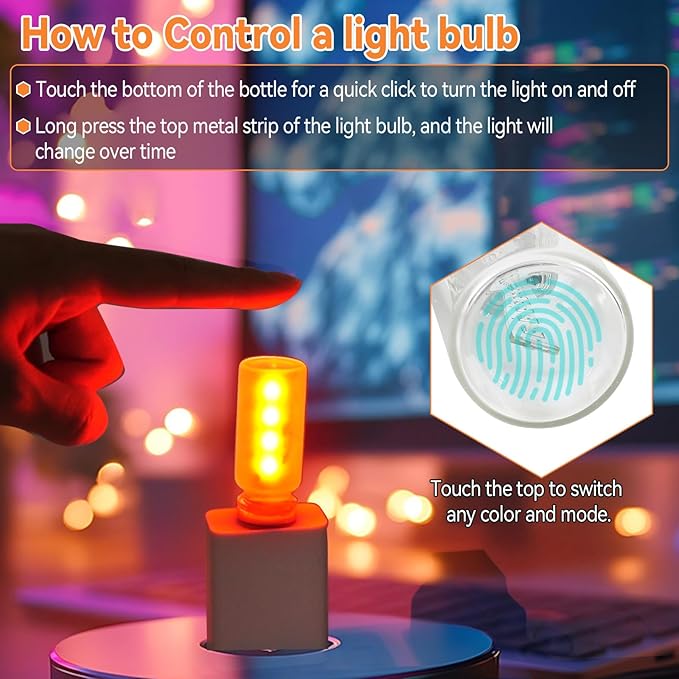 2Pcs Mini Retro Car Light, 10 Modes, Frosted & Transparent Shell, USB LED Car Interior Atmosphere Lamps, Touch-Control Portable Plug-in Glass Bottle Ambient Night Light for Camping Bedroom Party