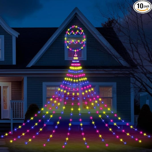 Baquler 15ft Easter Decor Egg Lights 350 LED 8 Modes Plug in Curtain Window Lights Egg Sign for Outdoor Home Bedroom Wedding Indoor Party Easter Decor