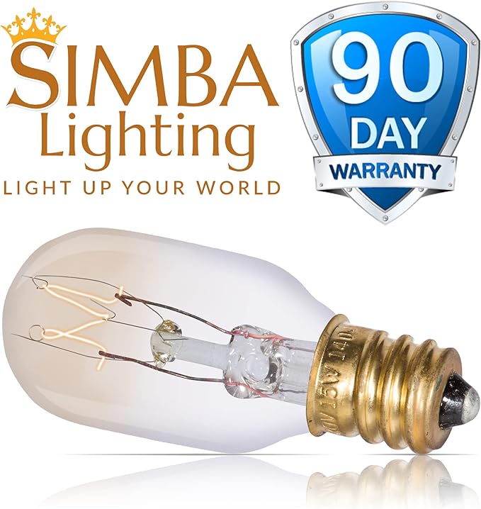 Simba Lighting T6.5 15W Replacement Bulb (12 Pack) for Himalayan Salt Rock and Basket, Plug in Aromatic Wax Warmer, Night Light, Mini Tube Shape, 120V, E12 Candelabra Base, Dimmable, 2700K Warm White