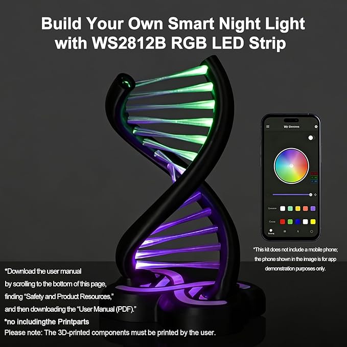 WS2812B RGB LED Strip Light-KA001 5M/16.4FT APP Remote Control for Bambu Lab X1/P1P/P2S/H2D 3D Printer Accessories MakerWorld Models Lamp 300 LEDs Ideal DIY 3D Print Valentine's Day Gift