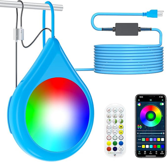 LED Pool Light, 20W Smart RGB Magnetic Submersible Light with APP Control, 1200lm Dimmable, IP68 Waterproof 12V Nicheless Underwater Lights with 32.8ft Cord for Inground & Above Ground Pools