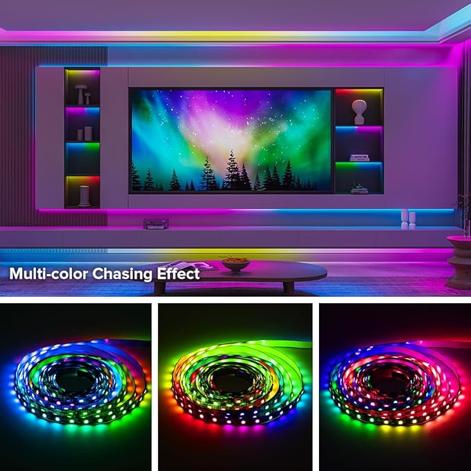BTF-LIGHTING WS2811 IC=RGB+IC Addressable Dream Color LED Strip 16.4FT 30LEDs/m 10Pixels/m IP65 Splash Proof White PCB Flexible DC12V Chasing Effect for Home Indoor Decor(No Adapter or Controller)