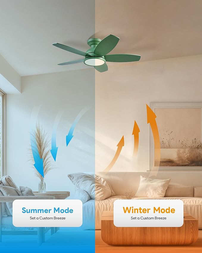 VONLUCE Ceiling Fans with Lights, 36 Inch Ceiling Fan and Remote, Full-spectrum LED Light, 3CCT, 6-Speeds Noiseless Reversible DC Motor, Modern Ceiling Fan for Bedroom Living Room Farmhouse, Green