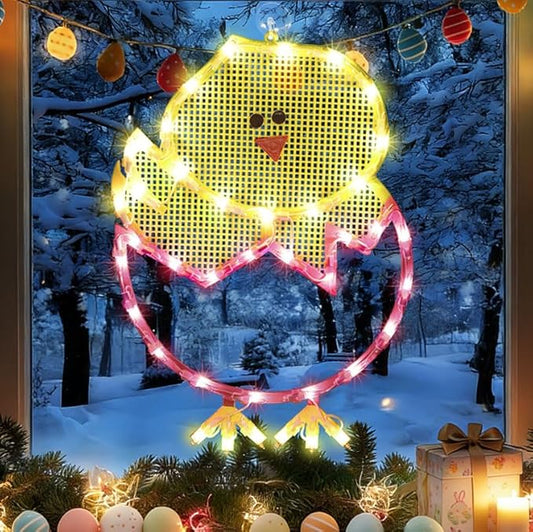 17" 40LED Lighted Cartoon Chick Easter Decor - UL Certified, Warm Ambient Glow, Window Display & Hanging Decor, Festive Mantel Accent, Sturdy Gift Box Packed