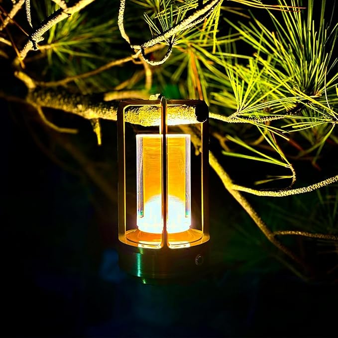 Set of 2 Cordless Table Lamps, LED Rechargeable Table Lamp with 3 Color Stepless Dimmable, Outdoor Table lamp for Patio/ Camping, Indoord Desk Lamp for Bar/ Coffee/ Home (Gold 2 Pcs)