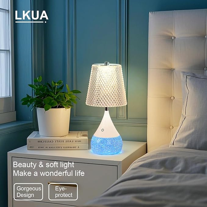 7-Color Changing LED Night Light - Soothing Mood Lamp for Bedroom, Living Room & Office - Relaxing Flashing Glass Decoration Light ((French Country))