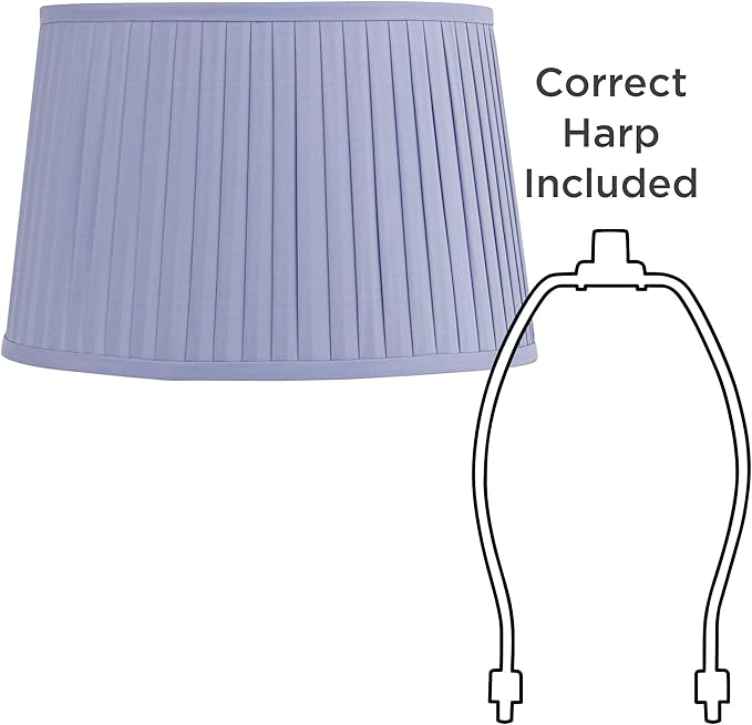 Mapo 14" Top x 17" Bottom x 11" High x 11" Slant Lamp Shade Replacement Large Lilac Purple Drum Round Tapered Traditional Fabric Pleated Softback Washer Harp Finial - Springcrest