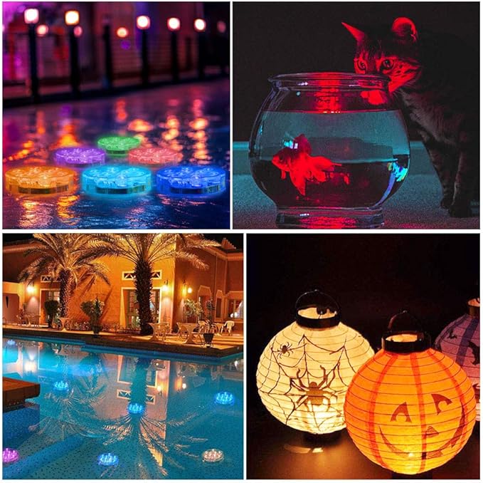 Remote Controlled Submersible Lights, 16 Multi-Colors 4 Modes LED Lights with Battery Powered (4-Pack)