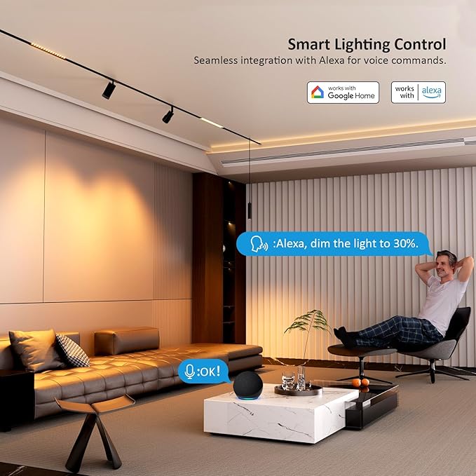 Grille Spotlight Magnetic Track Head, 24V 15W Dimmable LED Lamp for Track Lighting with APP & Remote Control, Adjustable Brightness & Color Temperature (3000K-6000K), LED Ceiling Lighting