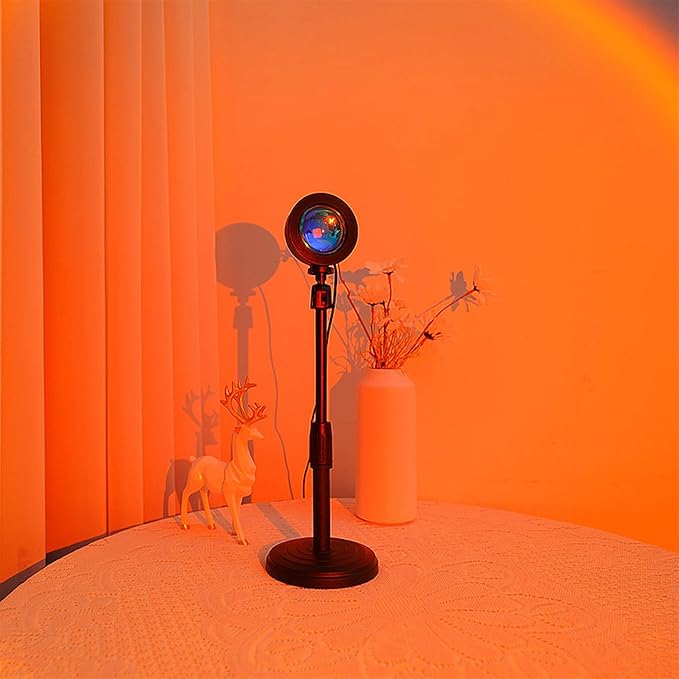 Sunset Table Lamp Projector with Remote, 16 Colors Adjustable 180° Rotation Sunlight with 4 Lighting Modes, USB Charging LED Night Light for Bedroom, Living Room, Photo Selfie Party, Photography