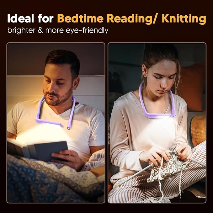 Purple Neck Reading Lights for Books in Bed, Mother's Day Gifts for Mom Daughter Grandma Mothers Day Gift Teen Girls Readers Book Accessories Craft Knitting Gifts for Grandma Sewing Crochet Supplies