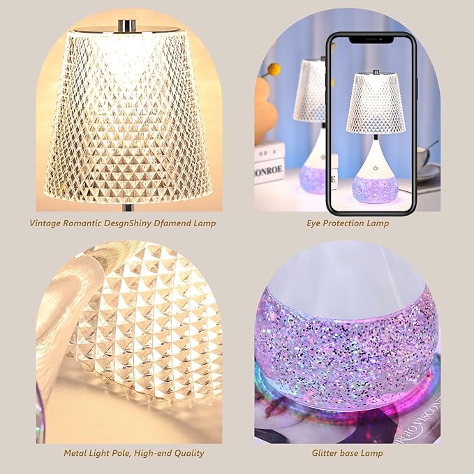 7-Color Changing LED Night Light - Soothing Mood Lamp for Bedroom, Living Room & Office - Relaxing Flashing Glass Decoration Light ((French Country))