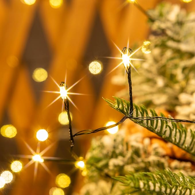 Firecracker Fairy Lights,33FT 300Leds Waterproof Twinkle Lights Plug in,8 Modes Remote String Light for Indoor Outdoor Christmas Wedding Birthday Patio Garden Decor,Green Wire,Warm White