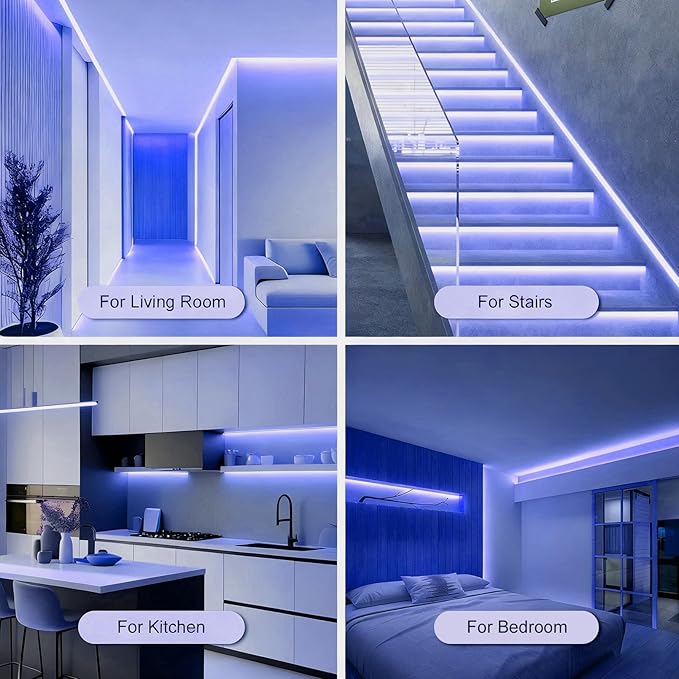 Battery Powered LED Strip Lights, 3.3FT COB LED Strip Light, Battery Operated LED Lights, Ice Blue LED Strip Lights Battery Powered for Closet, Cabinet, Shelf, Kitchen, DIY Lighting