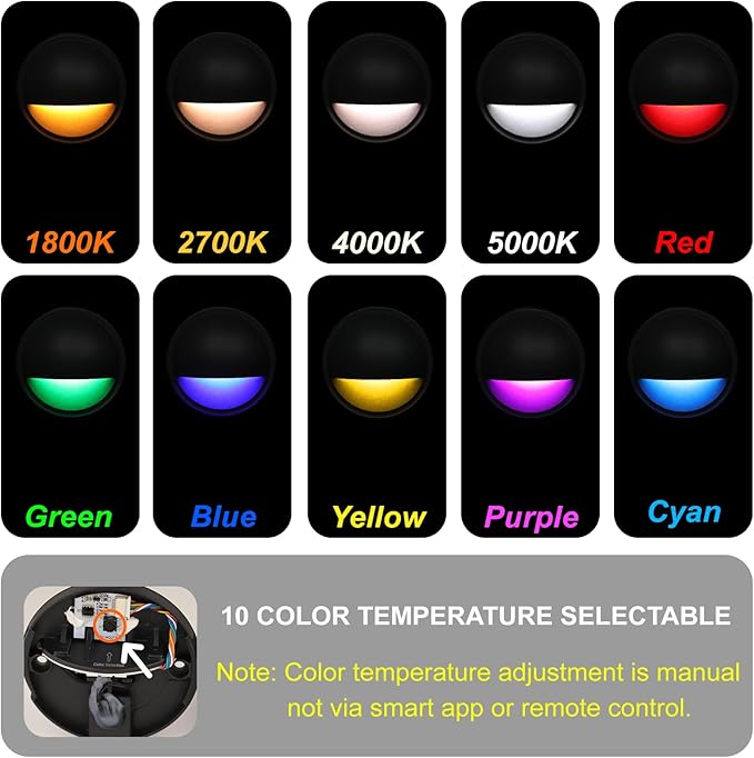 Outdoor RGB Fence Post Lights Wired, 3W 12V Wired LED RGB Color Changing Low Voltage Landscape Lighting for Outdoor Deck Fence Post Stair Step Railing, IP65 Waterproof, ETL, Black, 1PK