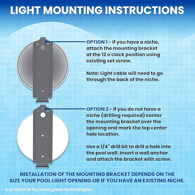 LED Color Changing Pool Light with Remote, Wall Mount, 75ft Cable, 12V 60W - Nicheless Pool Light - Lifetime Replacement Warranty
