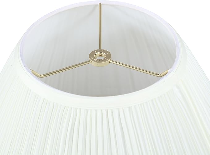 Aspen Creative 33021, Hardback Empire Transitional Spider Lamp Shade, Mushroom Pleated Off-White Faux Silk Fabric, 7" Top x 17" Bottom x 11-1/2" Slant Height