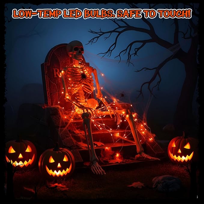 Macarrie 6 PS Orange USB String Lights 33 ft 100 LED Fairy Lights Powered String for Halloween Indoor Outdoor Wedding Party Festival Home Garden Decoration Orange