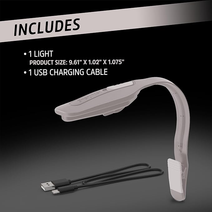 Energizer Flex-R LED Rechargeable Book Light for Reading in Bed, Reading Light with Warm LED Color, Long-Lasting and Lightweight, Tan