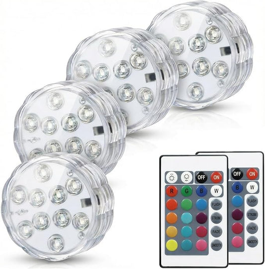 Submersible LED Lights with Remote, 16 Colors 4 Modes Battery Powered Color Changing LED Pumpkin Lights for Halloween Pumpkin Camping Bucket Décor (4 Packs)