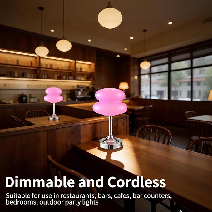 Cordless Mushroom Lamp Table Lamp for Bedroom, Battery Operate Mini Modern Mid Century Lamps,Unique Aesthetic Home Living Room Decor