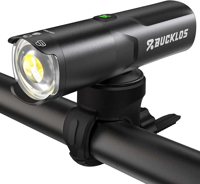 BUCKLOS 1500 1200 800 600 400 Lumens Super Bright Bike Lights for Night Riding, Bicycle Headight with Rotatable Lens LED USB Rechargeable 5/6 Modes, IP66 Waterproof Front Light, Long Battery Powered