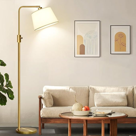 Nintiue Dimmable Floor Lamp, 1000 LM LED Edison Bulb Included, Arc Floor Lamps for Living Room Modern Standing Lamp Tall Lamps for Living Room Bedroom-Brass