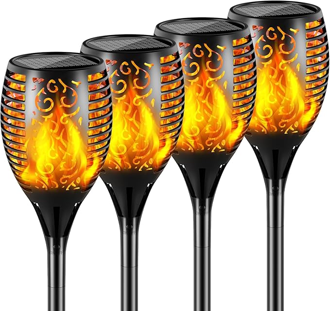 Solar Lights Outdoor 99 LED Higher & Larger Flickering Flame Solar Torch Lights 43" Waterproof Outdoor Lighting Solar Powered Pathway Lights Christmas Decorations for Garden Patio Yard, 4Pack