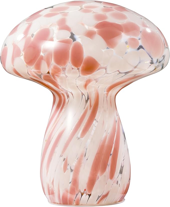 Mushroom Lamp Bedside Table Lamp, 7.0 inches, Semi Transparent Glass Table Lamp Suitable for Bedrooms, Living Rooms, Dining Rooms, Modern Style Aesthetic Cute Home Decoration (Light Purple)