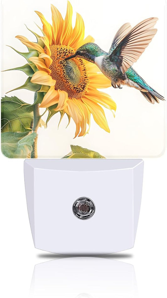 Night Light Hummingbird and Sunflower Night Lights Plug into Wall Smart Dusk to Dawn Sensor 0.5W Energy Efficient Led Lamp for Men Women Bedroom Bathroom Hallway Stairway Decor