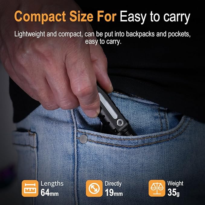 BORUIT RJ28 Mini EDC Keychain Flashlight,Rechargeable 410 Lumens LED Keyring Light with Clip,Magnetic Tail,21 Modes,USB-C Charging,IP66 Waterproof Flash Light for Everyday Carry & Emergency