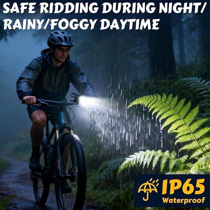 BUCKLOS 1500 1200 800 600 400 Lumens Super Bright Bike Lights for Night Riding, Bicycle Headight with Rotatable Lens LED USB Rechargeable 5/6 Modes, IP66 Waterproof Front Light, Long Battery Powered
