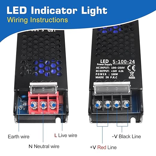 LED Driver 24V 100W 4.1A Slim LED Power Supply, AC 100-250V to 24V DC Adapter, Constant Voltage LED Transformer for Strip Lights, Bulbs, Garden and Cabinet Lights