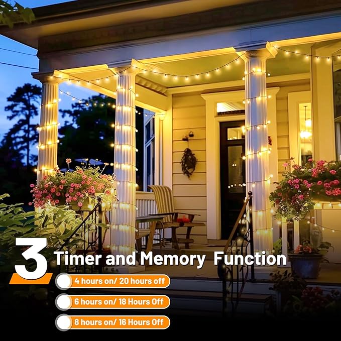 Christmas Lights 500LED 164 FT, Waterproof Christmas Tree Lights with 8 Modes, Remote Control 3 Timers & Memory Function Xmas Decorations for House and Holiday (Warm White)