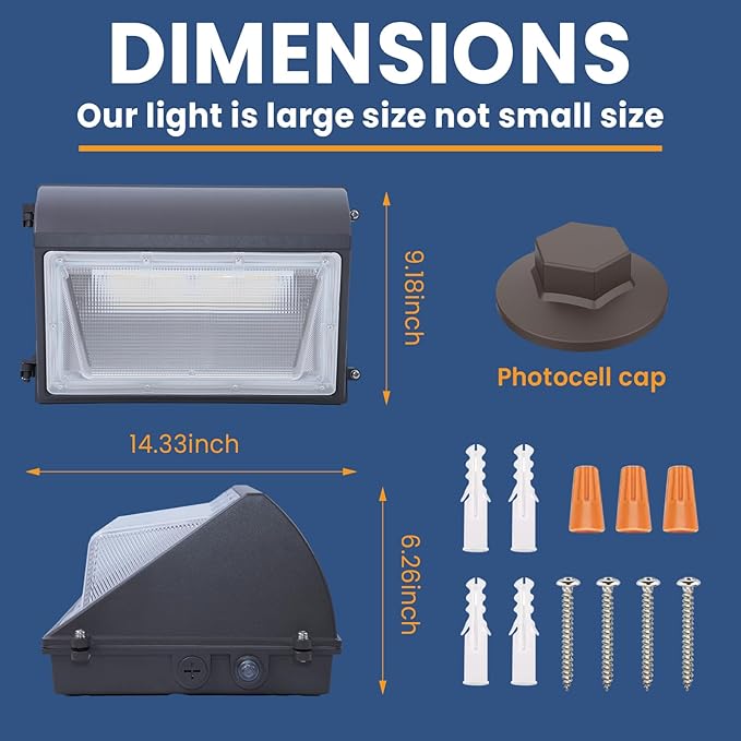 120W LED Wall Pack Light with Photocell 6Pack, 4000/5000/6500K 3CCT, 60/80/100/120W Switchable, Commercial and Industrial Outdoor LED Wall Lights for Parking Lot Warehouses, 100-277VAC, ETL Listed