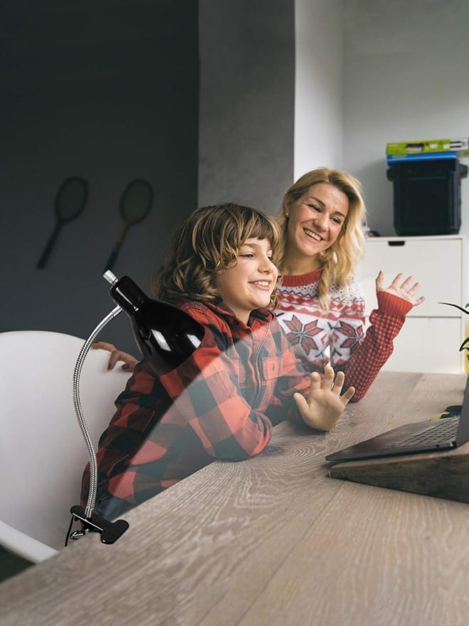 Desk lamp Eye-Caring Table Lamps, 360°Rotation Gooseneck Clip on Lamp Reading Light Portable Reading Book Light Clamp Study Desk Lamps for Bedroom and Office Home Lighting (Black)