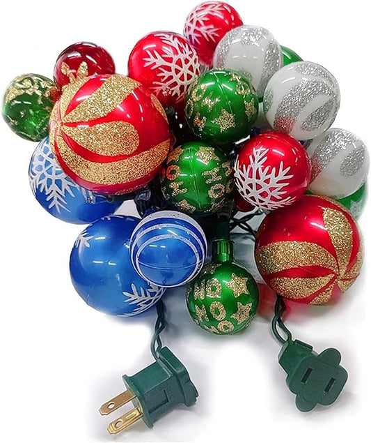 Christmas Ball Ornament Lights, 28ft 25 Bulbs Tree String Lights, Indoor Plug-in Expandable Wire for Holiday Party