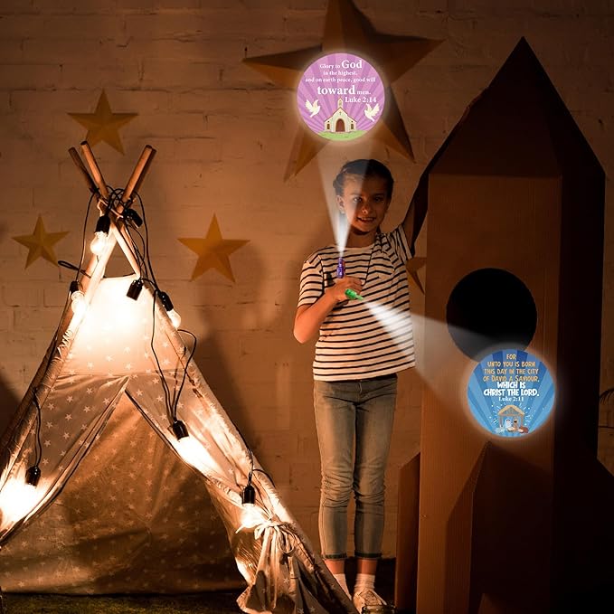 Tuanse 30 Pcs Christian Easter Gifts for Kids Bulk Religious Sunday School Prizes Gift Toys Glow in The Dark Inspirational Finger Light Bible Church Christian Easter Basket Stuffers
