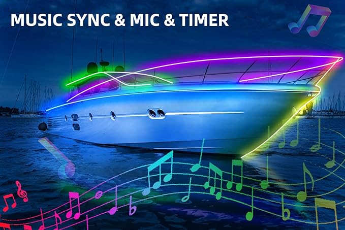 Marine Submersible Boat LED Strip Lights, 32.8FT IP68 Waterproof Underwater Boat RGB Lights, Boat Deck Light, Under Boat Light for Night Fishing Pontoon Boats, RF/APP Control